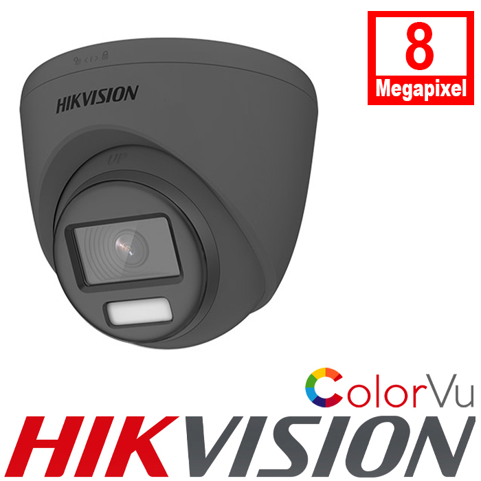 Hikvision DS-2CE72UF3T-E/GREY 8MP IP67 Weatherproof ColorVu Turret HD Camera