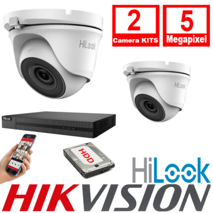 HiLook By Hikvision CCTV Kits 2xCameras 2.8mm 5MP 20m IR 8CH 5MP DVR - 2xTHC-T150-M-DVR-208Q-K1