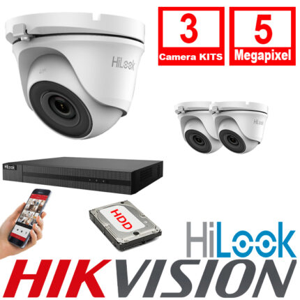 HiLook By Hikvision CCTV Kits 3xCameras 2.8mm 5MP 20m IR 8CH 5MP DVR - 3xTHC-T150-M-DVR-208Q-K1