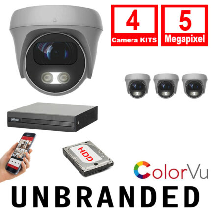 Unbranded CCTV Kit 4xCameras 3.6mm Lens Colorvu Turret Camera 5MP 25m IR DVR 8 CH 5MP Hybrid - 4xCAM-COLORVU-5MP-LTW - XVR1B08H