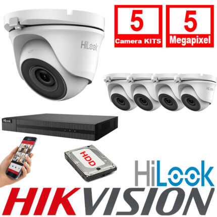 HiLook By Hikvision CCTV Kits 5xCameras 2.8mm 5MP 20m IR 8CH 5MP DVR - 5xTHC-T150-M-DVR-208Q-K1
