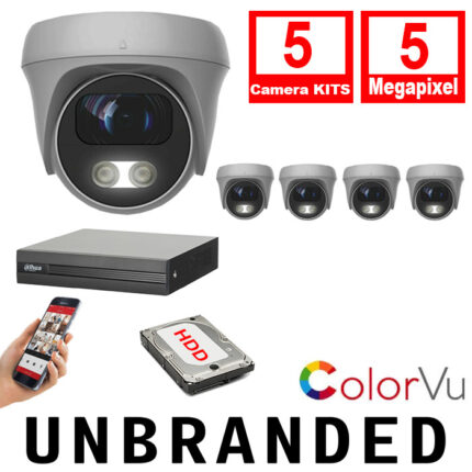 Unbranded CCTV Kit 5xCameras 3.6mm Lens Colorvu Turret Camera 5MP 25m IR DVR 8 CH 5MP Hybrid - 5xCAM-COLORVU-5MP-LTW - XVR1B08H