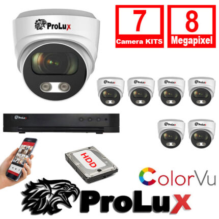 ProLux 7x Cameras 2.8mm Fixed Lens Colorvu Turret Camera 8MP 30m IR DVR 8CH 8 MP - 7x PXC-614F8WL - PXD-8208-HYK8MP
