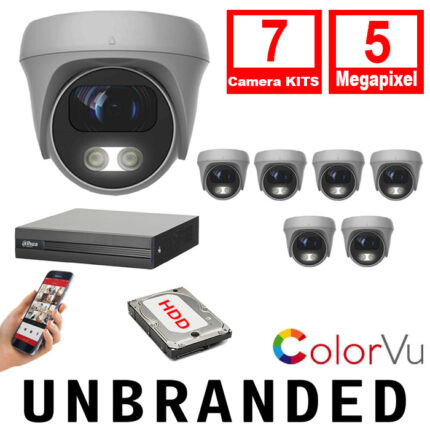 Unbranded CCTV Kit 7xCameras 3.6mm Lens Colorvu Turret Camera 5MP 25m IR DVR 8 CH 5MP Hybrid - 7xCAM-COLORVU-5MP-LTW - XVR1B08H