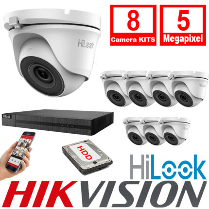 HiLook By Hikvision CCTV Kits 8xCameras 2.8mm 5MP 20m IR 8CH 5MP DVR - 8xTHC-T150-M-DVR-208Q-K1