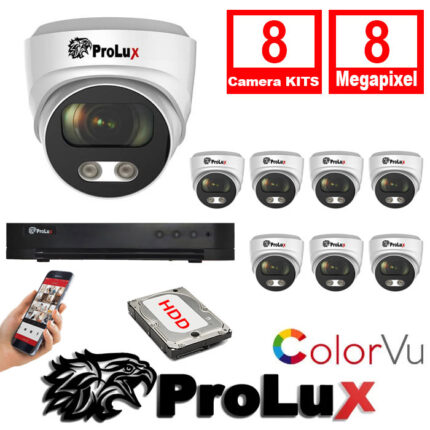 ProLux 8x Cameras 2.8mm Fixed Lens Colorvu Turret Camera 8MP 30m IR DVR 8CH 8MP - 8x PXC-614F8WL - PXD-8208-HYK8MP